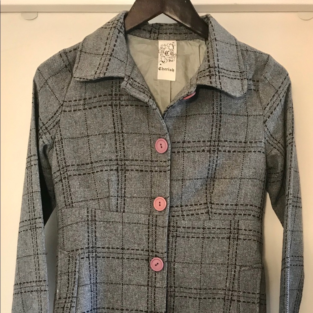 “CHERISH” wool blend lined jacket.